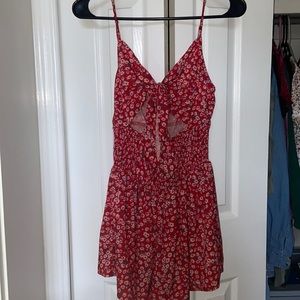 Red floral print romper size XS